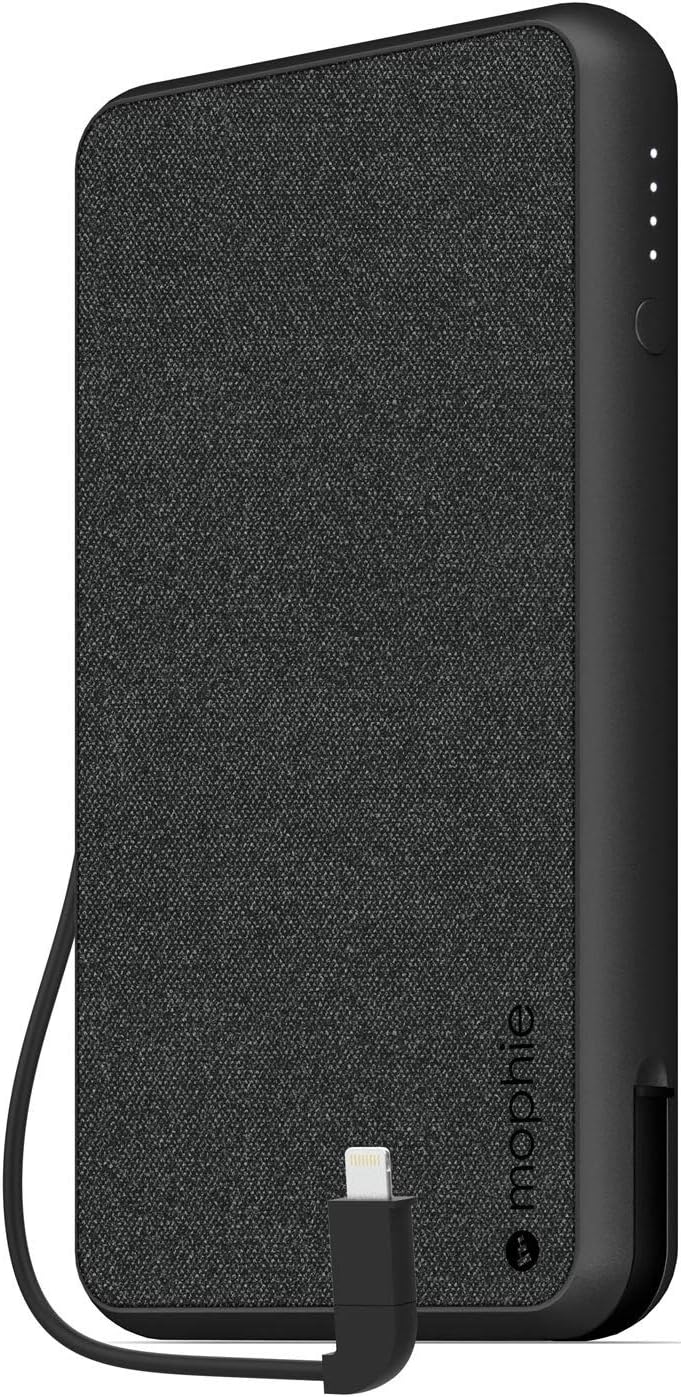 Mophie Powerstation Plus XL 10000mAh Portable Charger, Black, with Integrated Cables