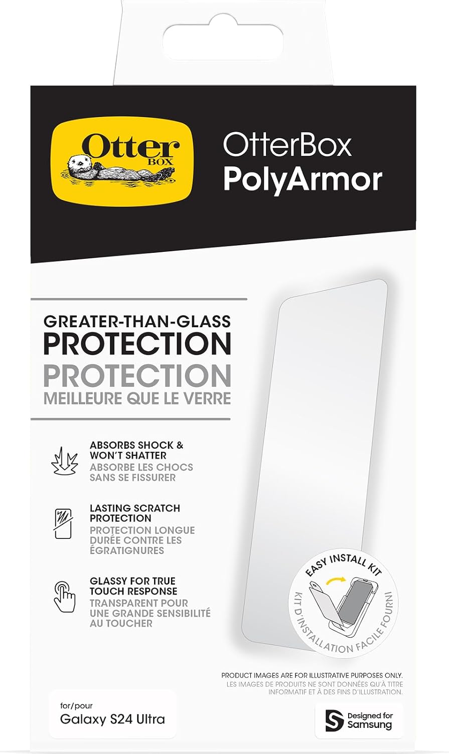 OtterBox Clearly Protected Alpha Glass Screen Protector for Samsung Galaxy S24, Clear