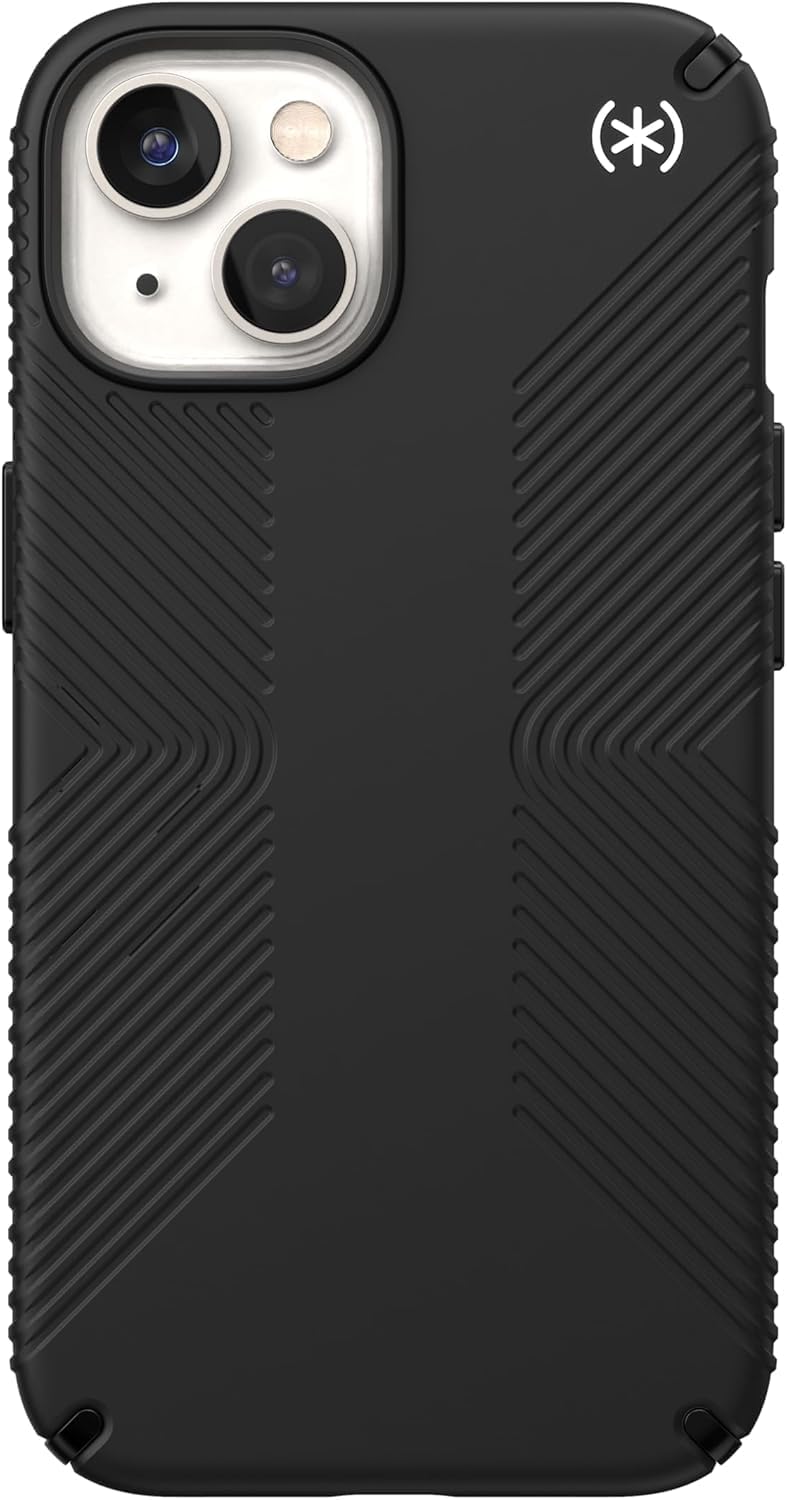 Speck Presidio2 Grip Case for Apple iPhone 14, Charcoal, Dual-Layer No-Slip Ridges